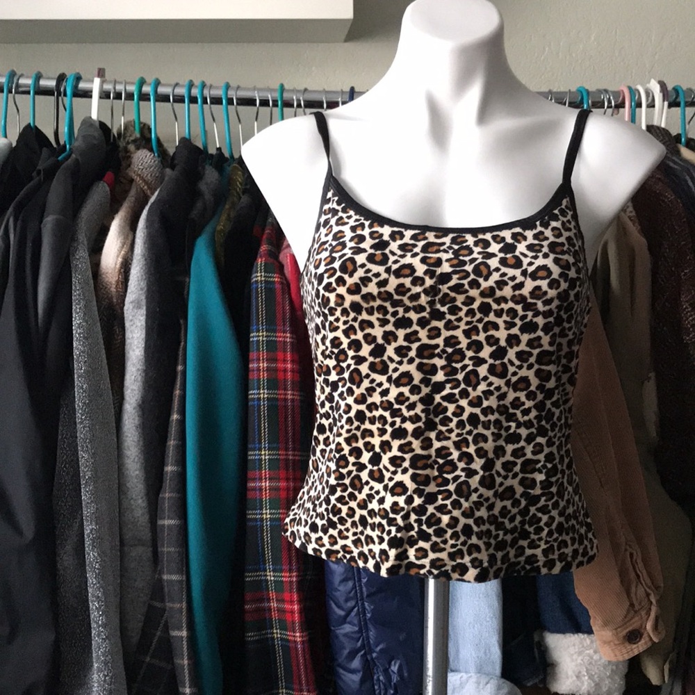 Vintage Y2K Sleepwear Old Navy Fuzzy Leopard Print Tank Cami